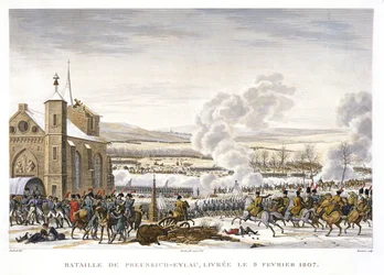 Die Schlacht von Preußisch-Eylau, 9. Februar 1807, graviert von Edme Bovinet